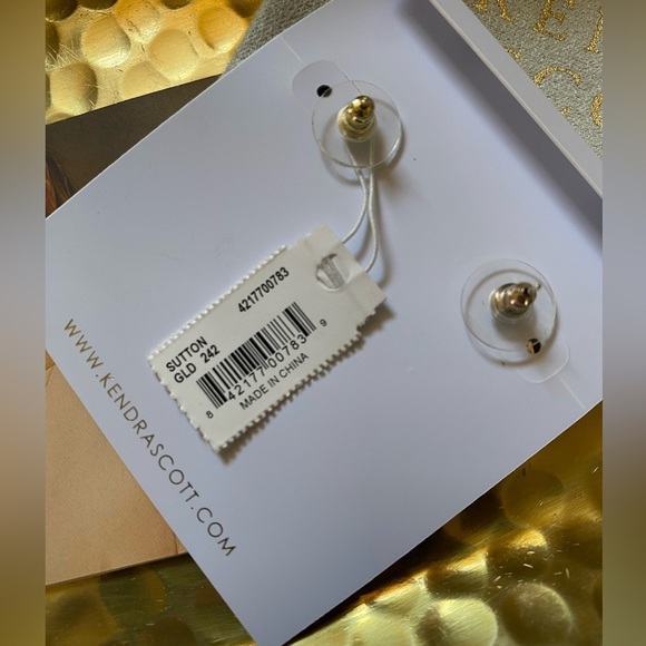 Kendra Scott Sutton Climber Earring Gold Smokey Mix Clear Stones Gift Box Bag - Picture 13 of 13
